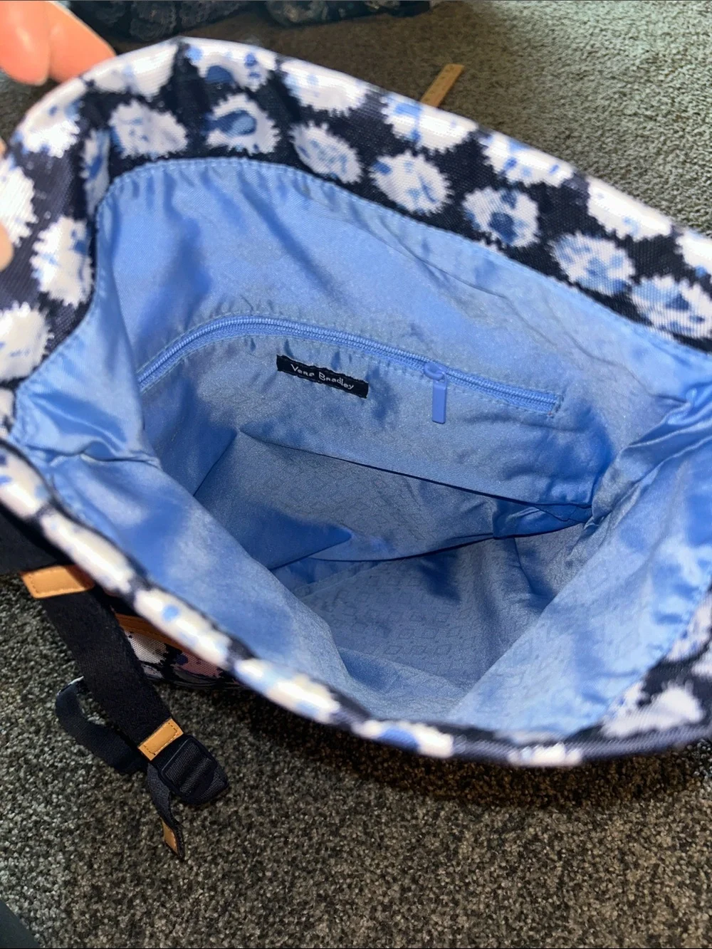 Vera Bradley Navy and White Dot Drawstring Backpack